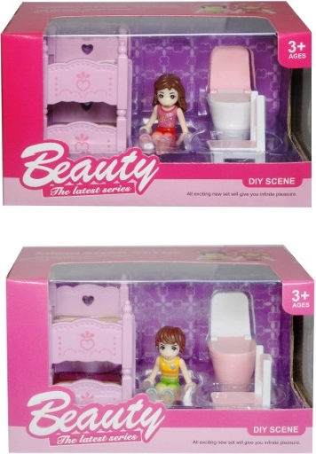 Set de mobilier pentru mini-păpușă cu păpușă