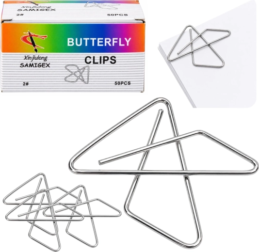 Agrafe de birou tip „fluture”, metalice, 32 mm (pachet 50 buc.)