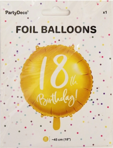 Balon din folie numărul 18 auriu 45 cm