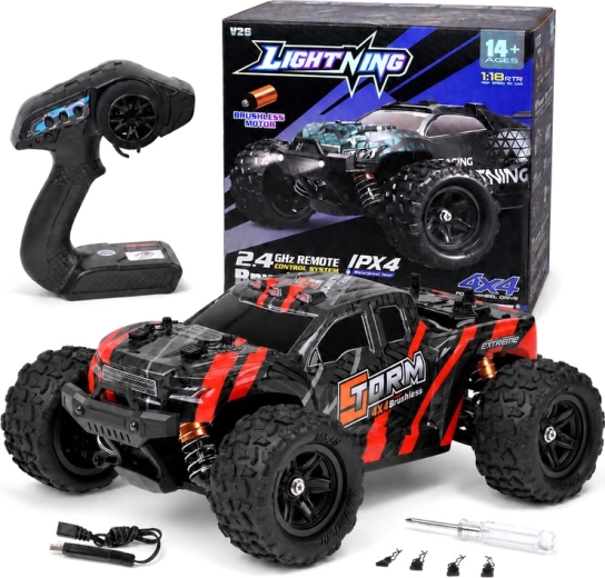Buggy RC de teren 4x4 2,4 GHz cu motor brushless, scară 1:18 - 1 bucată