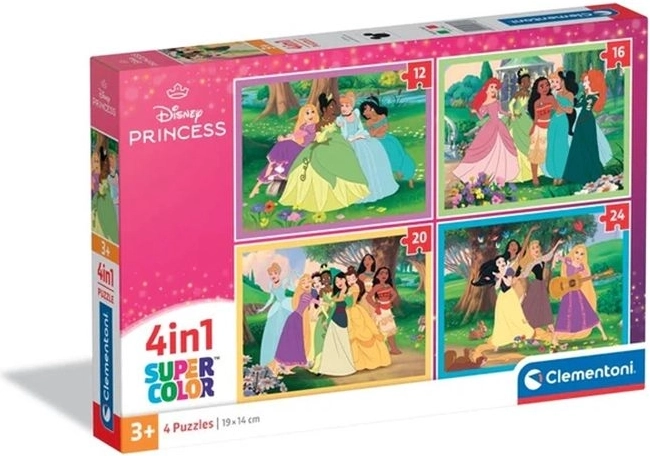 Clementoni SuperKolor Puzzle 4 în 1 Disney Princess