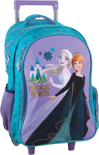 Ghiozdan școlar cu roți Frozen Magical Spirits, turcoaz