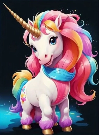 Pictură cu diamante – pui de unicorn 30 × 40 cm