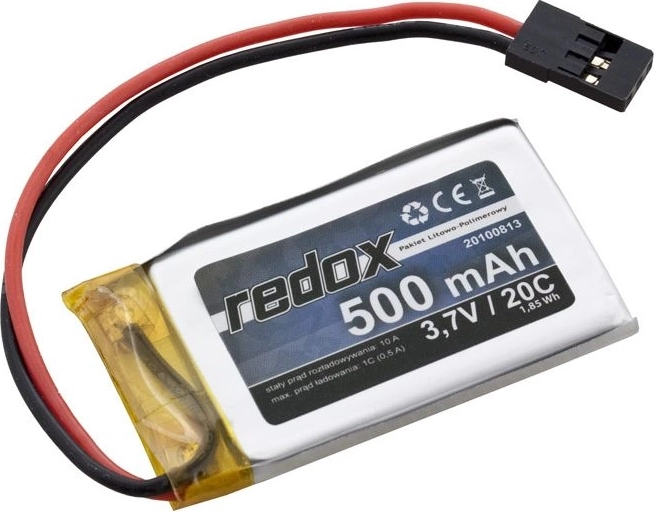 Baterie Li-Pol Redox 500 mAh 3,7 V 20C cu conector JR - 1 bucată