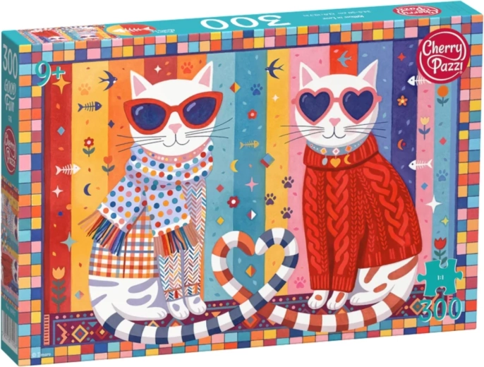 Puzzle Cherry Pazzi Pisici cu ochelari de soare, 300 de piese