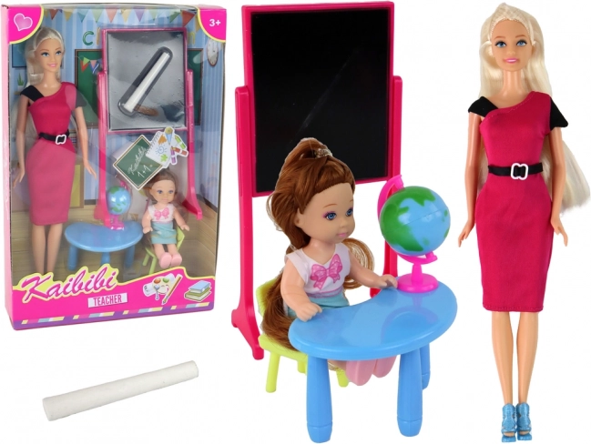 Set de joc profesoară cu elevă și accesorii școlare