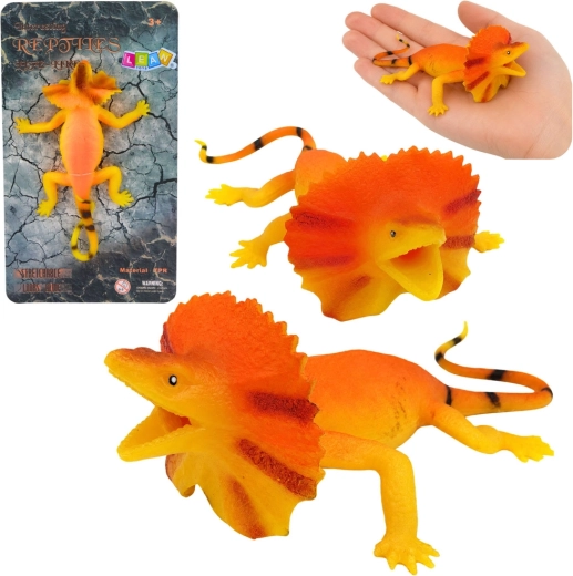Figurină realistă din cauciuc, extensibilă, de șopârlă cu guler, 19 cm