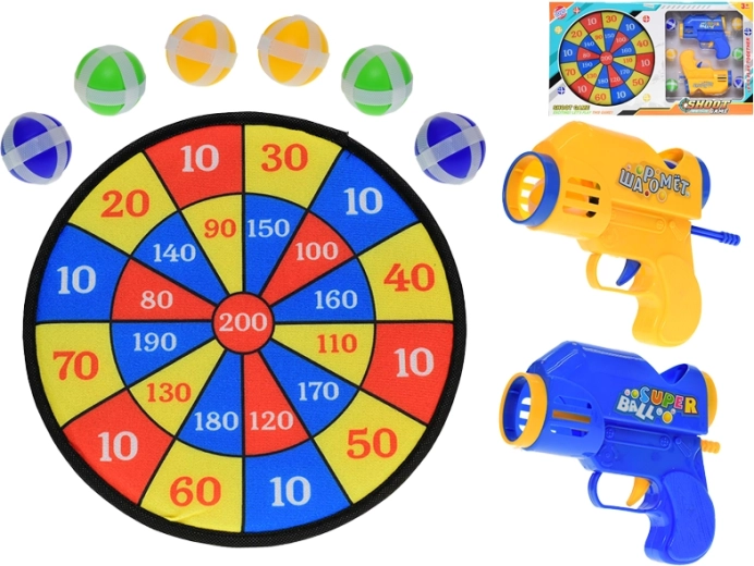 Țintă pentru copii cu scai, cu 2 pistoale și 6 mingi, 27 cm