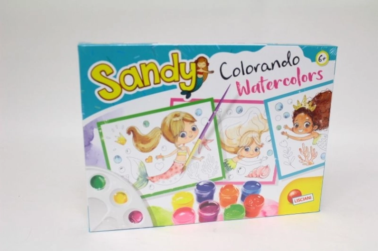 Lisciani Sandy Colorando – planșe de colorat cu acuarele, cu pensulă și paletă