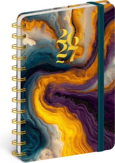 Agenda Petito spiralată 18 luni – agat colorat 2026/2027, 13 × 18 cm