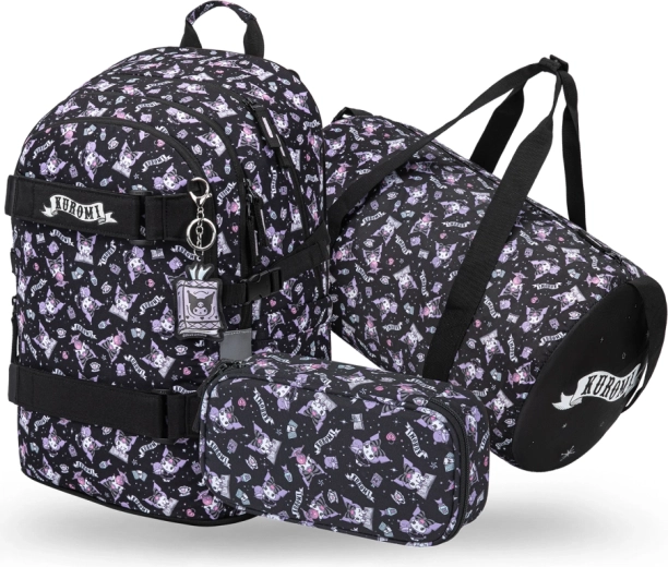 Set Baagl Skate Kuromi black – rucsac, penar și geantă sport pliabilă