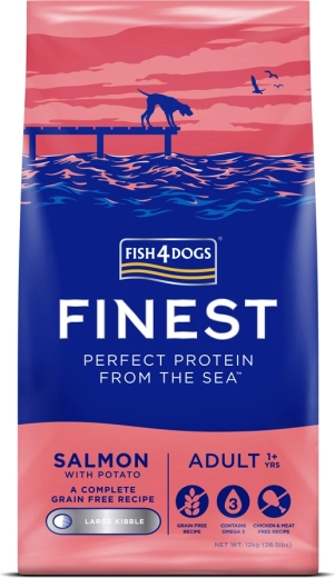 Fish4Dogs granule pentru câini adulți de talie mare cu somon și cartofi 12 kg