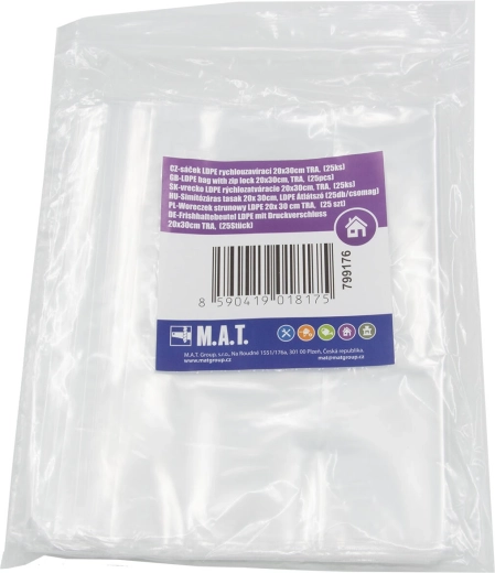 Pungi LDPE cu închidere rapidă 20 × 30 cm, set 25 buc