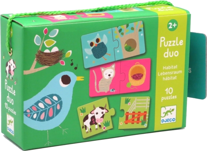 Puzzle Căsuțe pentru animale DJECO 12x2 piese