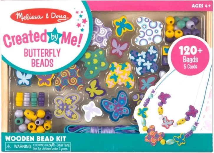 Mărgele din lemn cu fluturi – set creativ pentru bijuterii (MELISSA & DOUG)
