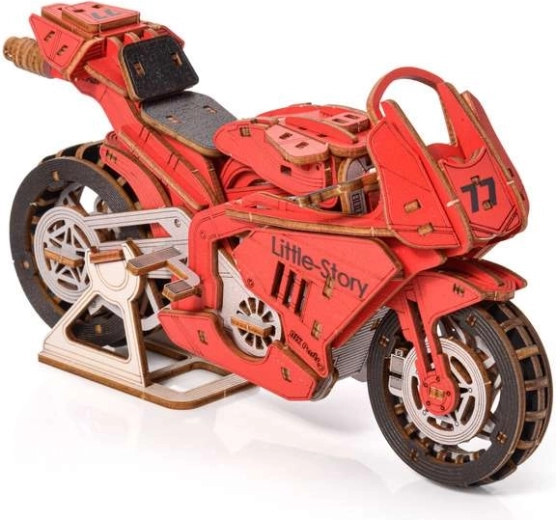 Little Story puzzle 3D din lemn Grand Prix motocicletă roșie