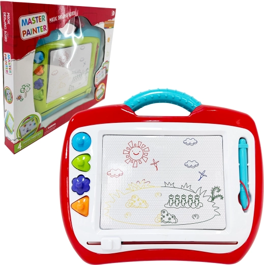 Tablă mare magnetică de desen cu ștampile – colorată