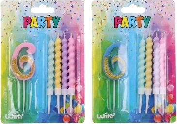 Lumânare party numărul 6 și 4 bucăți lumânări