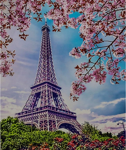 Norimpex pictură pe numere Turnul Eiffel pe fundal de flori 40 × 50 cm