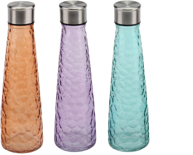 Sticlă de apă din sticlă texturată 0,5 l cu capac filetat