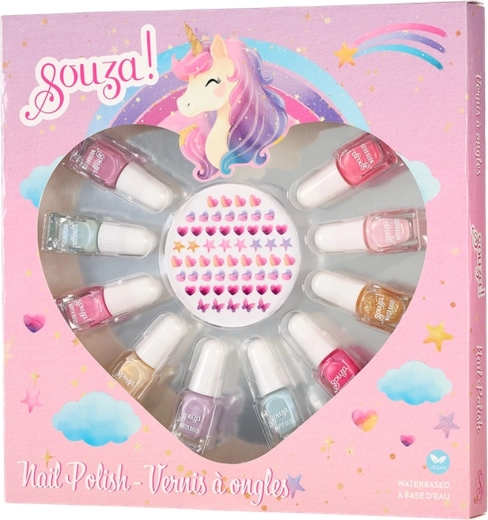 Souza! set cadou de lacuri de unghii cu autocolante, unicorn – 10 culori