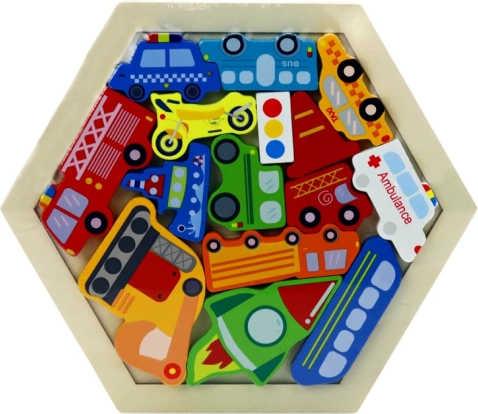 Puzzle colorate din lemn rachetă - 15 piese