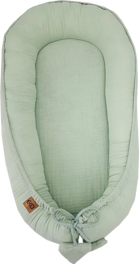 Cuib din muselină EKO pentru bebeluș Mint 90 × 60 cm
