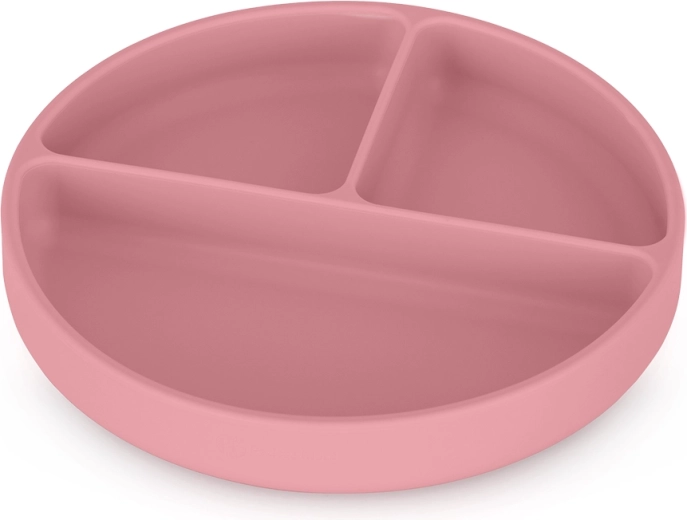 Petite&Mars farfurie compartimentată din silicon cu ventuză Take&Match dusty rose 6m+