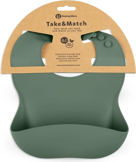 Petite&Mars bavețică din silicon Take&Match misty green