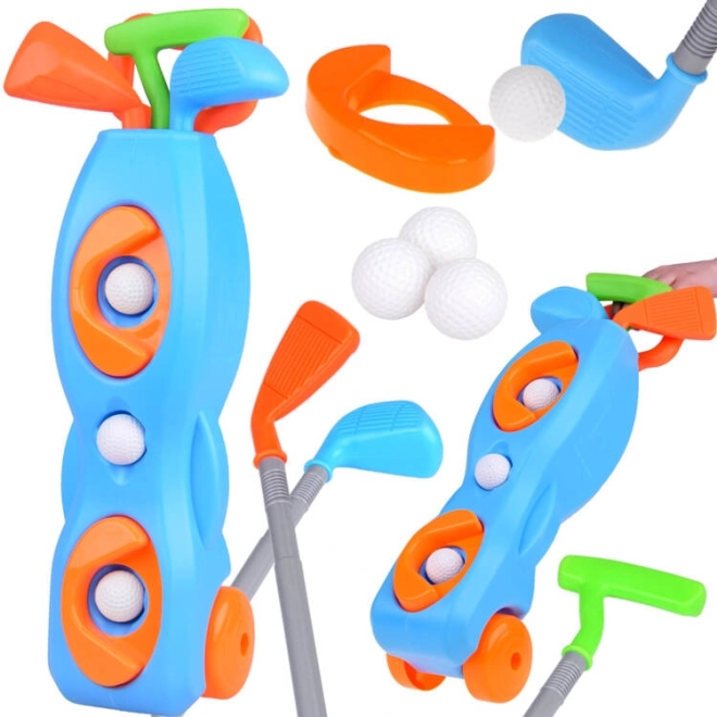 Minigolf pentru copii cu suport pe roți și accesorii