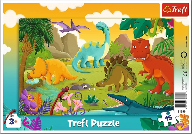 Puzzle Dinozauri pentru Copii 15 Piese