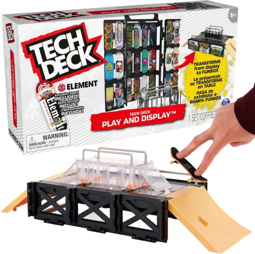 Tech Deck Play and Display – skatepark portabil pentru fingerboard cu suport ELEMENT