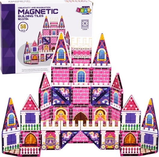 Piese de construcție magnetice – castel pentru prințesă (58 de piese)