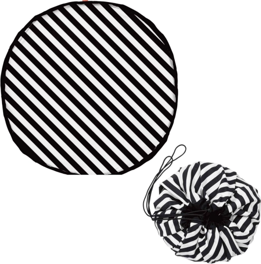 Play&Go noomad original pătură de joacă și sac pentru jucării stripes black