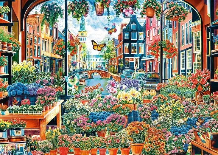 Puzzle TREFL Florărie în Amsterdam 2000 piese