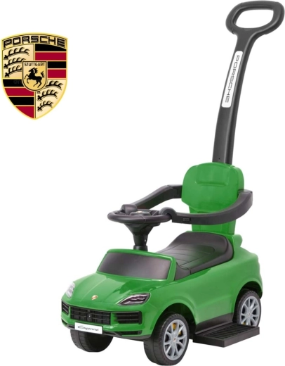 Milly Mally Porsche Cayenne mașinuță de împins pentru copii cu bară de ghidare, verde