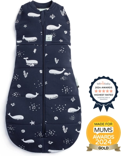 Ergopouch înfășătoare și sac de dormit 2-în-1 Cocoon Whale 0–3 luni, 3–6 kg, 2,5 TOG
