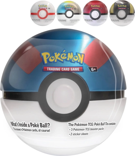 Pokémon TCG cutie metalică Poké Ball Tin 2024 reprint (3 boostere + autocolante) - 1 bucată