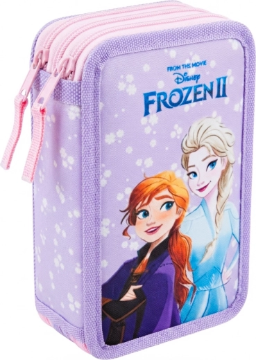 Penar școlar echipat cu trei compartimente Frozen II Regatul de gheață, roz-violet