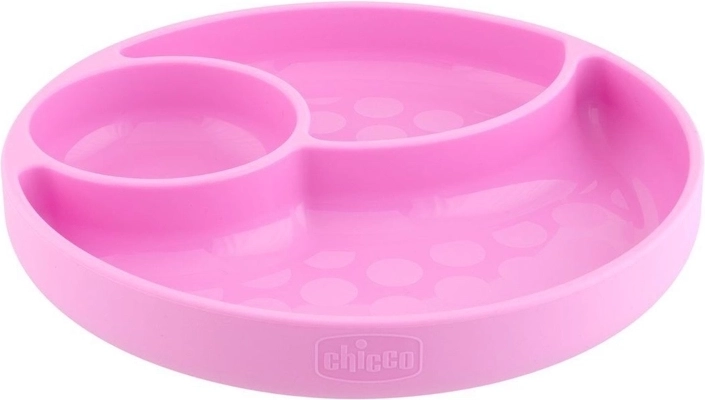 Farfurie din silicon Chicco cu ventuză, albastru-verzui, 12m+