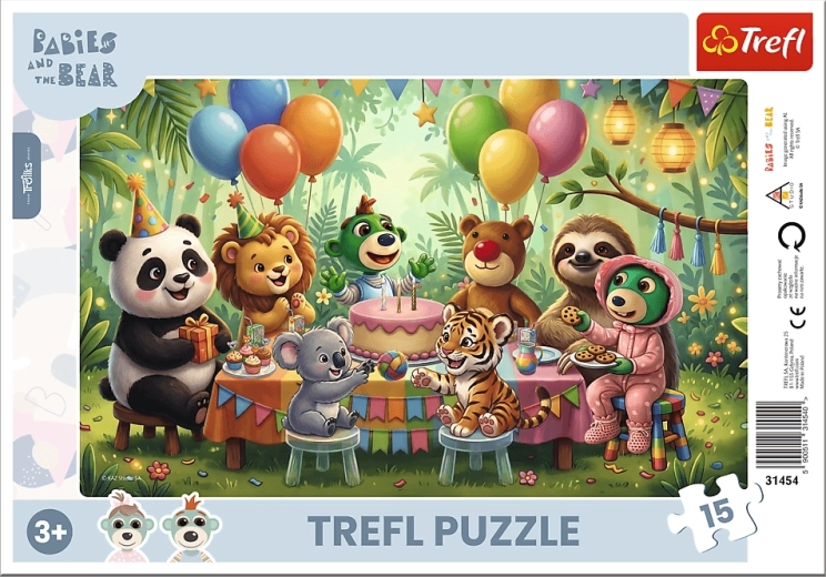 Puzzle Treflíci și ursulețul: pui drăgălași, 15 piese