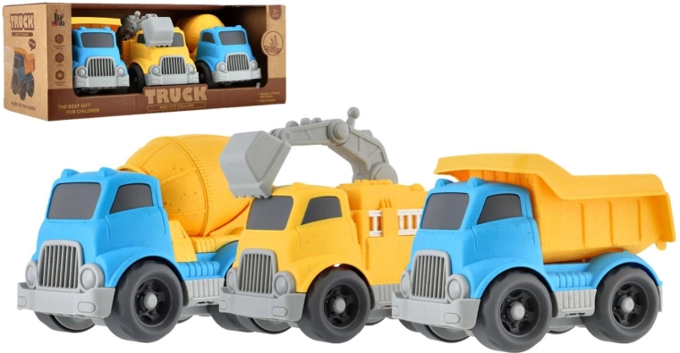 Set de vehicule de construcții (3 buc.) cu rulare liberă, în cutie