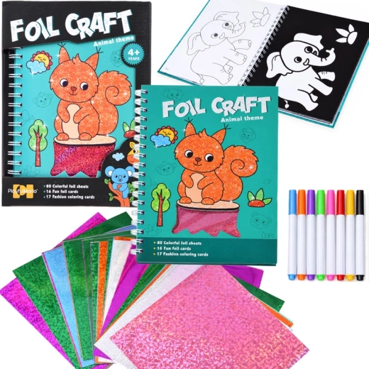 Carte de colorat creativă holografică 2în1 Animăluțe (Foil Craft)