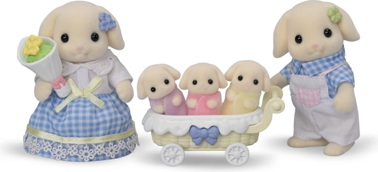 Familia de iepurași Flora cu tripleți