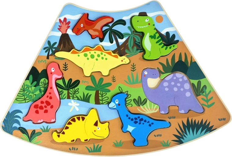 2Kids Toys Puzzle din lemn cu inserții, dinozauri