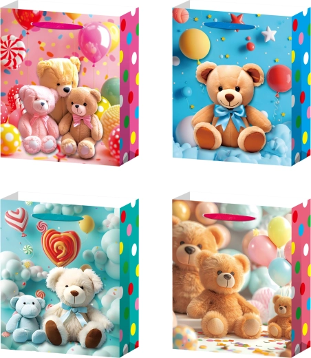 Pungă cadou M cu motiv ursuleț pentru cei mici