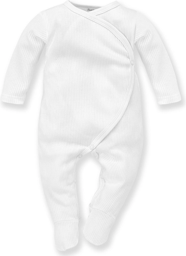 Pinokio salopetă Lovely Day cu mânecă lungă, tricot rib, albă (mărimea 68)