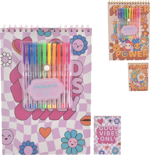 Set creativ: caiet de schițe și pixuri cu gel (2ASS)