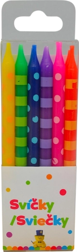 Lumânări de aniversare cu buline și dungi 6 cm, 12 buc