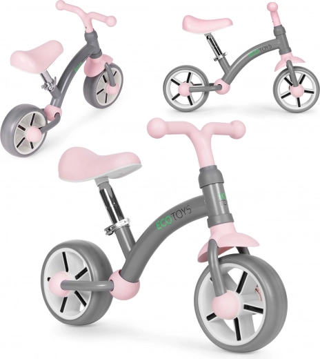 Bicicletă de echilibru ECOTOYS cu roți EVA și șa reglabilă, gri